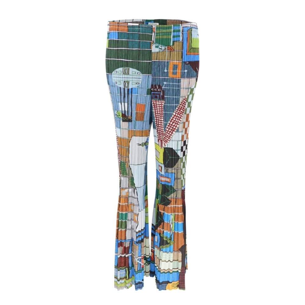 Issey Miyake Pleats Please 2001 Archival Print Flare Pants